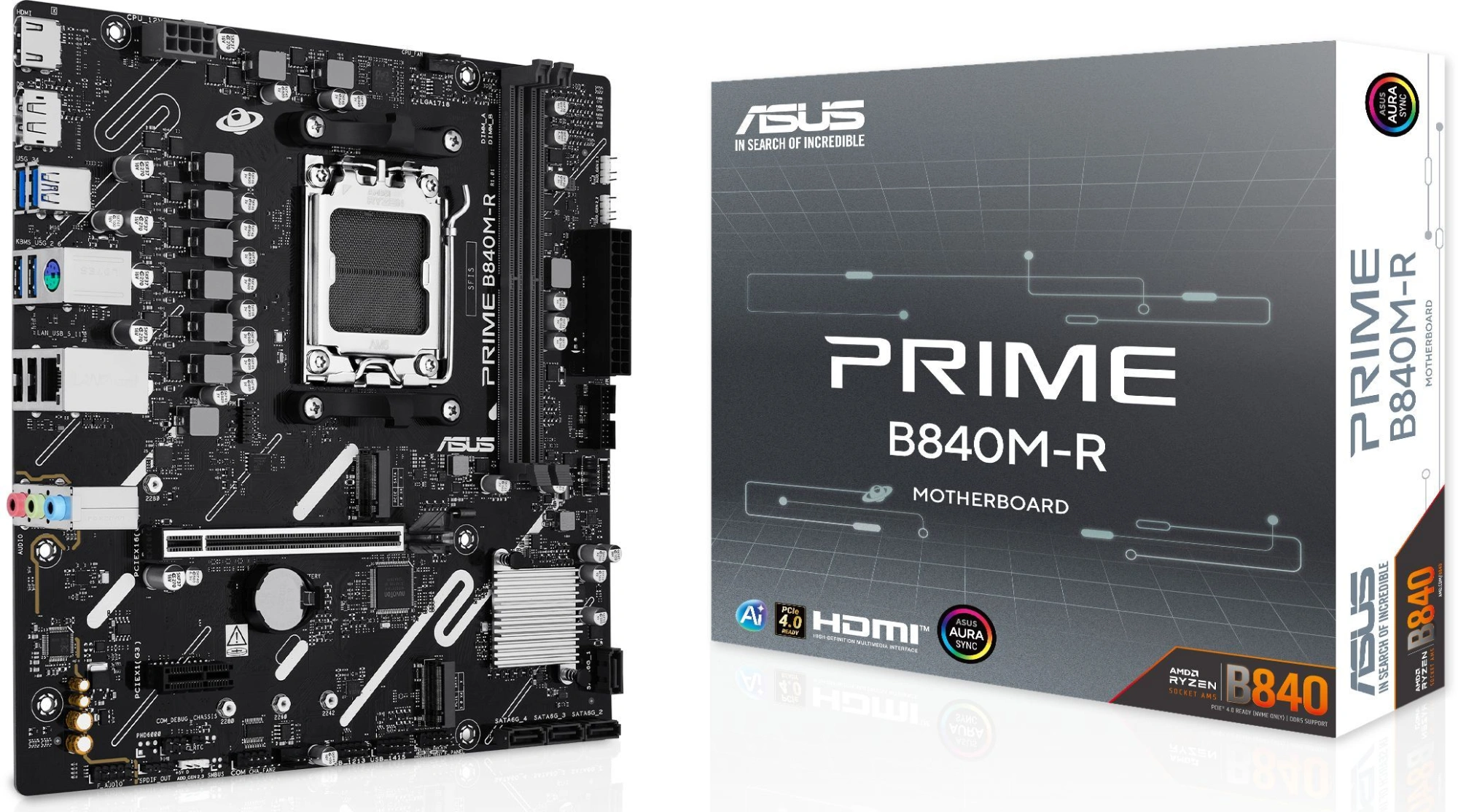 Материнская плата Asus PRIME B840M-R Socket AM5 AMD B840 2xDDR5 mATX AC`97 8ch(7.1) GbLAN RAID+HDMI+DP