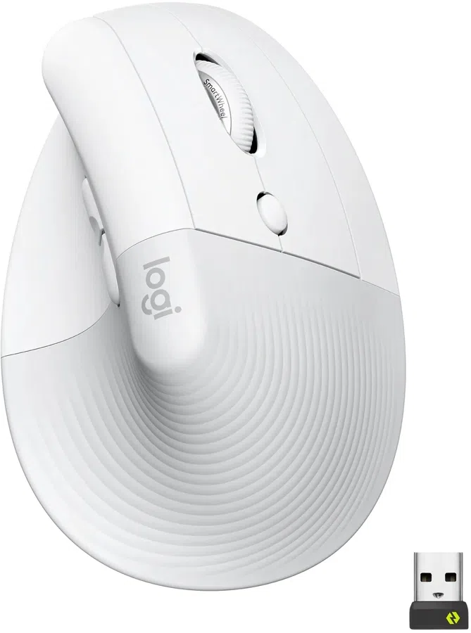 Мышь Logitech Lift белый оптическая 4000dpi silent беспров. BT/Radio USB для ноутбука 5but (910-006480)