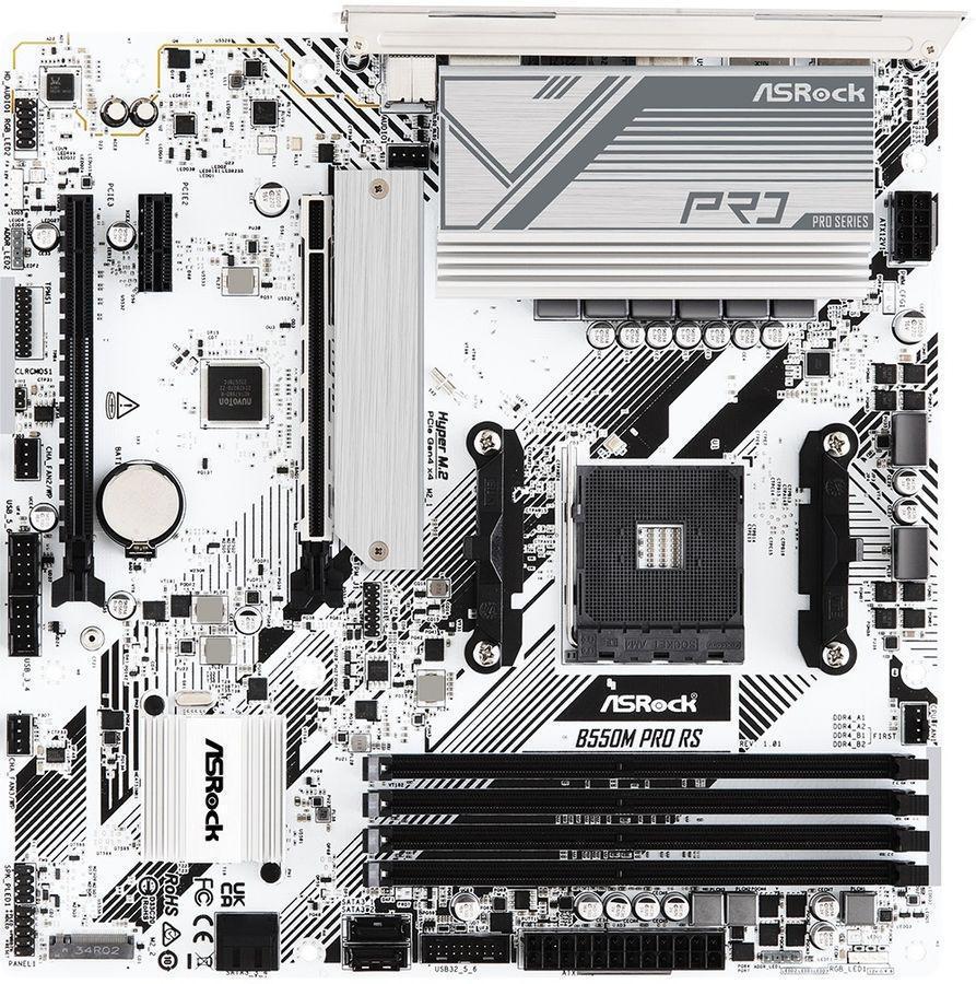 Материнская плата Asrock B550M Pro RS Soc-AM4 AMD B550 4xDDR4 mATX AC`97 8ch(7.1) 2.5Gg RAID+HDMI+DP