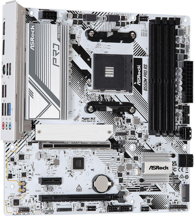 Материнская плата Asrock B550M Pro RS Soc-AM4 AMD B550 4xDDR4 mATX AC`97 8ch(7.1) 2.5Gg RAID+HDMI+DP