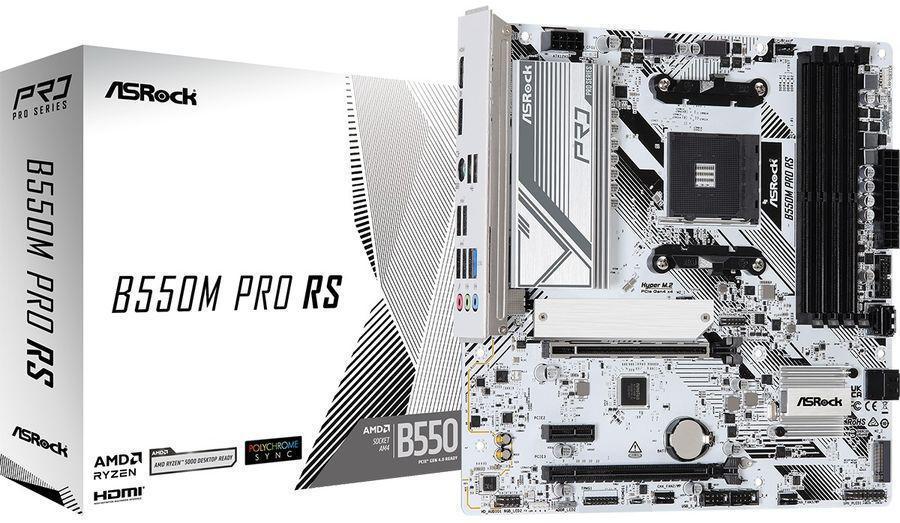 Материнская плата Asrock B550M Pro RS Soc-AM4 AMD B550 4xDDR4 mATX AC`97 8ch(7.1) 2.5Gg RAID+HDMI+DP