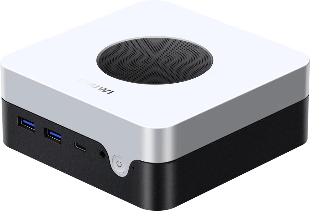 Неттоп Chuwi LarkBox X Core 3 100U (1.2) 16Gb SSD512Gb Graphics Windows 11 Pro 2xGbitEth WiFi BT 65W черный/белый