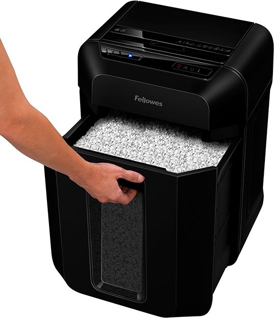 Шредер Fellowes AutoMax 90М черный с автоподачей (секр.P-4) фрагменты 90лист. 17лтр. скрепки скобы пл.карты