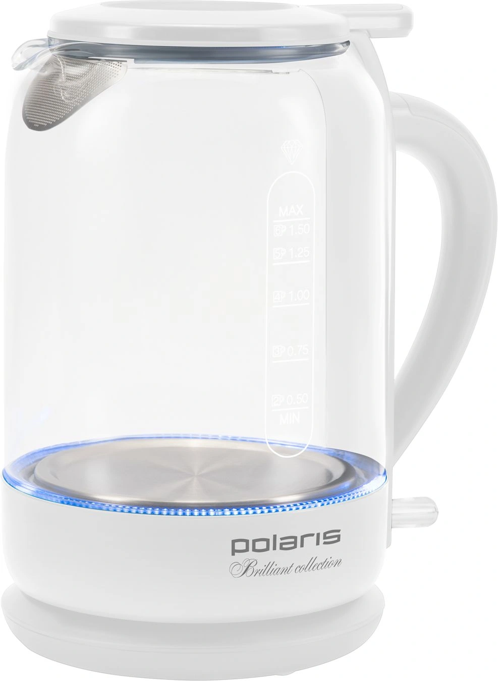 Чайник электрический Polaris PWK 1753CGL 1.5л. 1950Вт белый корпус: стекло/пластик
