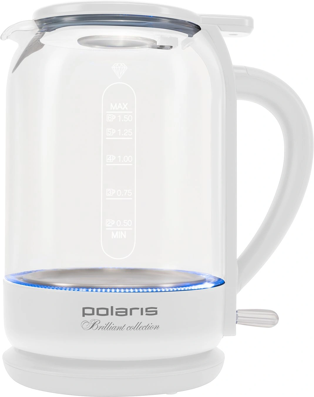 Чайник электрический Polaris PWK 1753CGL 1.5л. 1950Вт белый корпус: стекло/пластик