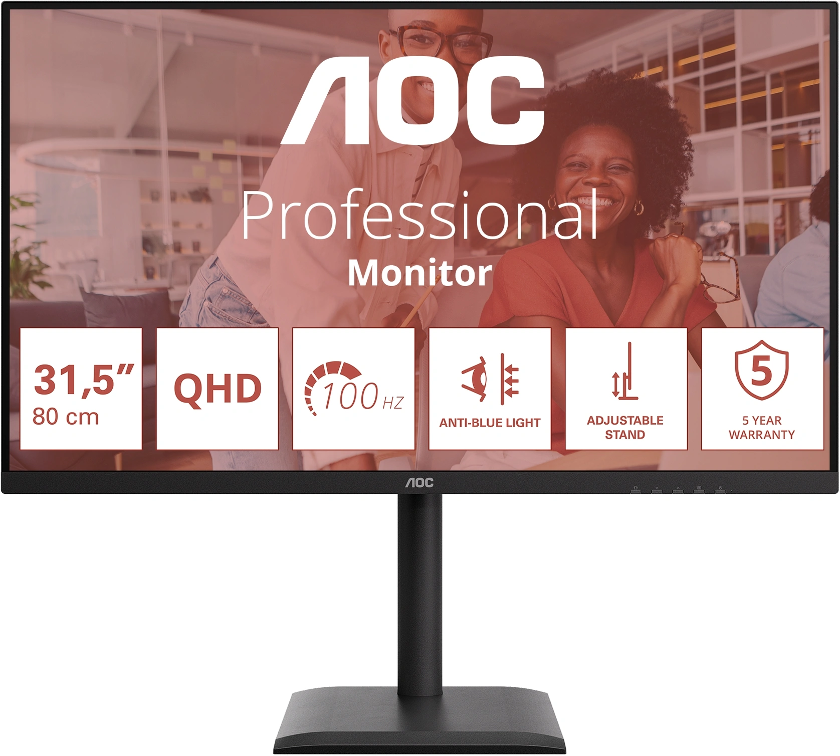 Монитор AOC 31.5" Q32E4U черный IPS LED 4ms 16:9 HDMI M/M матовая HAS Piv 350cd 178гр/178гр 2560x1440 100Hz DP 2K USB 9.01кг