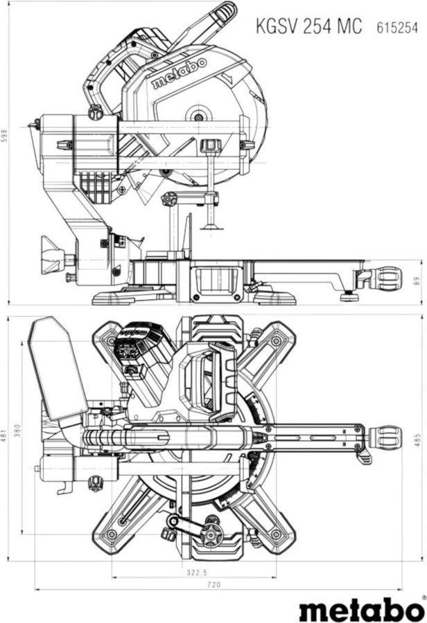 Торцовочная пила Metabo KGSV 254 MC 1800Вт 4500об/мин d=254мм
