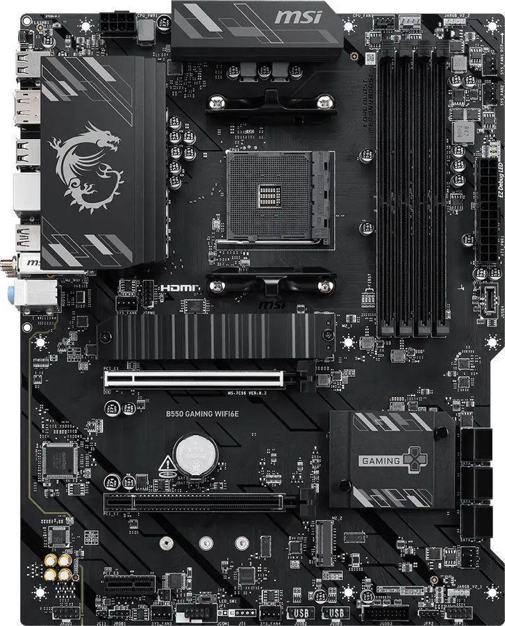 Материнская плата MSI B550 GAMING WIFI6E Soc-AM4 AMD B550 4xDDR4 ATX AC`97 8ch(7.1) GbLAN RAID+HDMI+DP