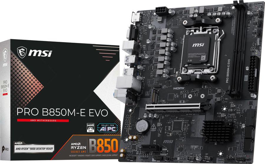 Материнская плата MSI PRO B850M-E EVO Socket AM5 AMD B850 2xDDR5 mATX AC`97 8ch(7.1) 2.5Gg RAID+VGA+HDMI