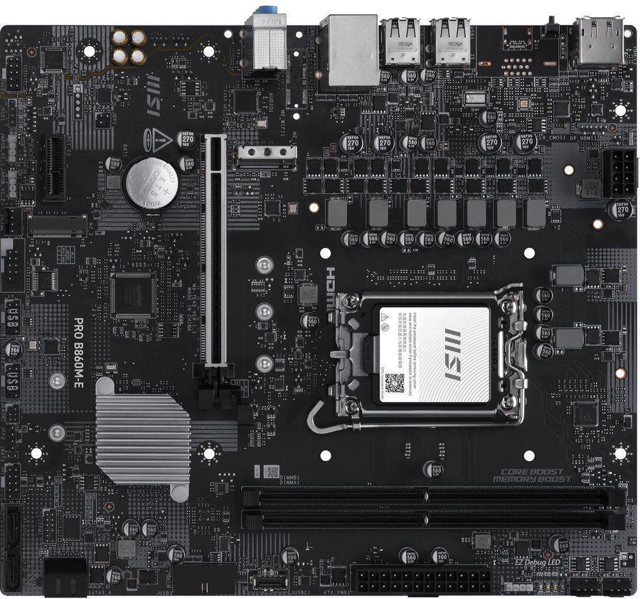 Материнская плата MSI PRO B860M-E Soc-1851 Intel B860 2xDDR5 mATX AC`97 8ch(7.1) 5Gigabit RAID+HDMI+DP