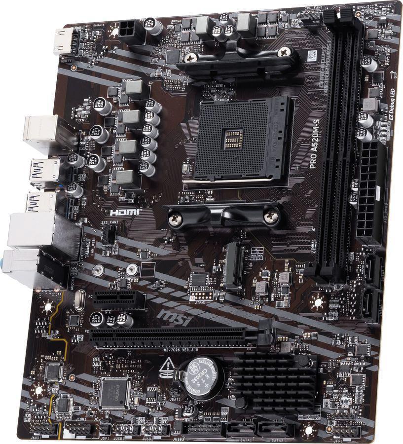 Материнская плата MSI PRO A520M-S Soc-AM4 AMD A520 2xDDR4 mATX AC`97 8ch(7.1) GbLAN RAID+HDMI