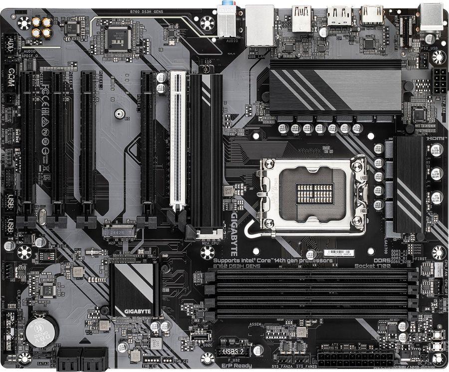 Материнская плата Gigabyte B760 DS3H GEN5 Soc-1700 Intel B760 4xDDR5 ATX AC`97 8ch(7.1) GbLAN RAID+HDMI+DP