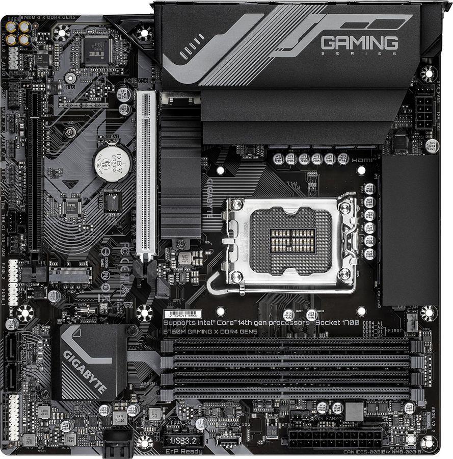 Материнская плата Gigabyte B760M GAMING X DDR4 GEN5 Soc-1700 Intel B760 4xDDR4 mATX AC`97 8ch(7.1) 2.5Gg RAID+HDMI+DP