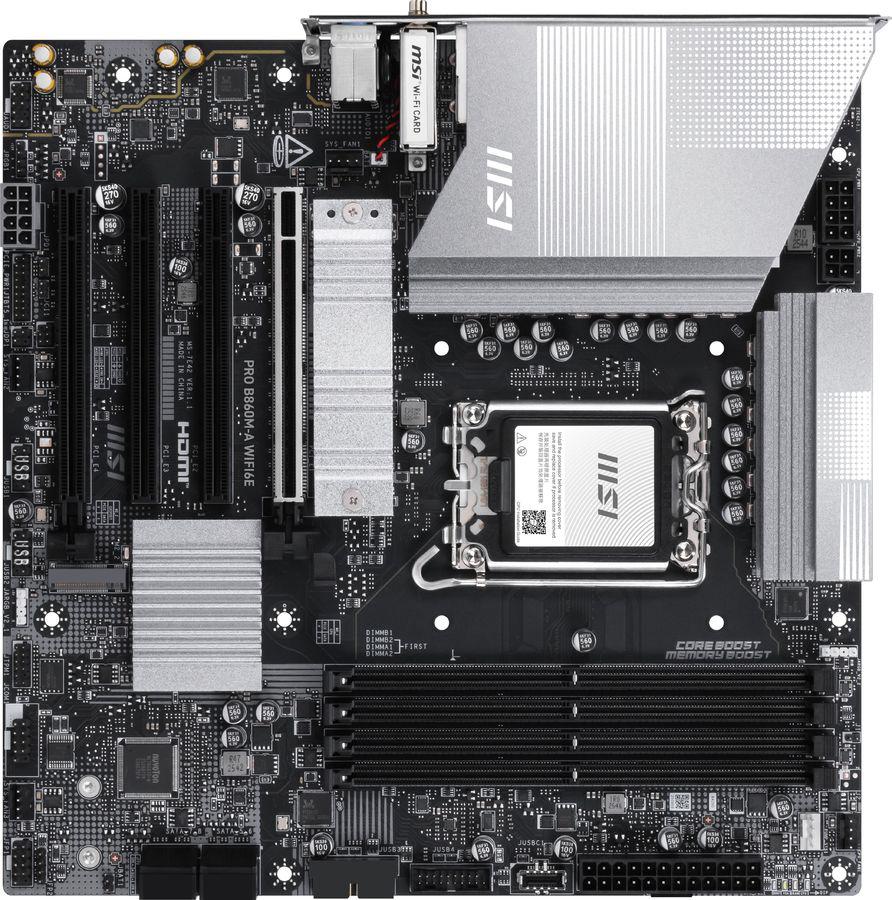 Материнская плата MSI PRO B860M-A WIFI6E Soc-1851 Intel B860 mATX AC`97 8ch(7.1) 5Gigabit RAID+HDMI+DP