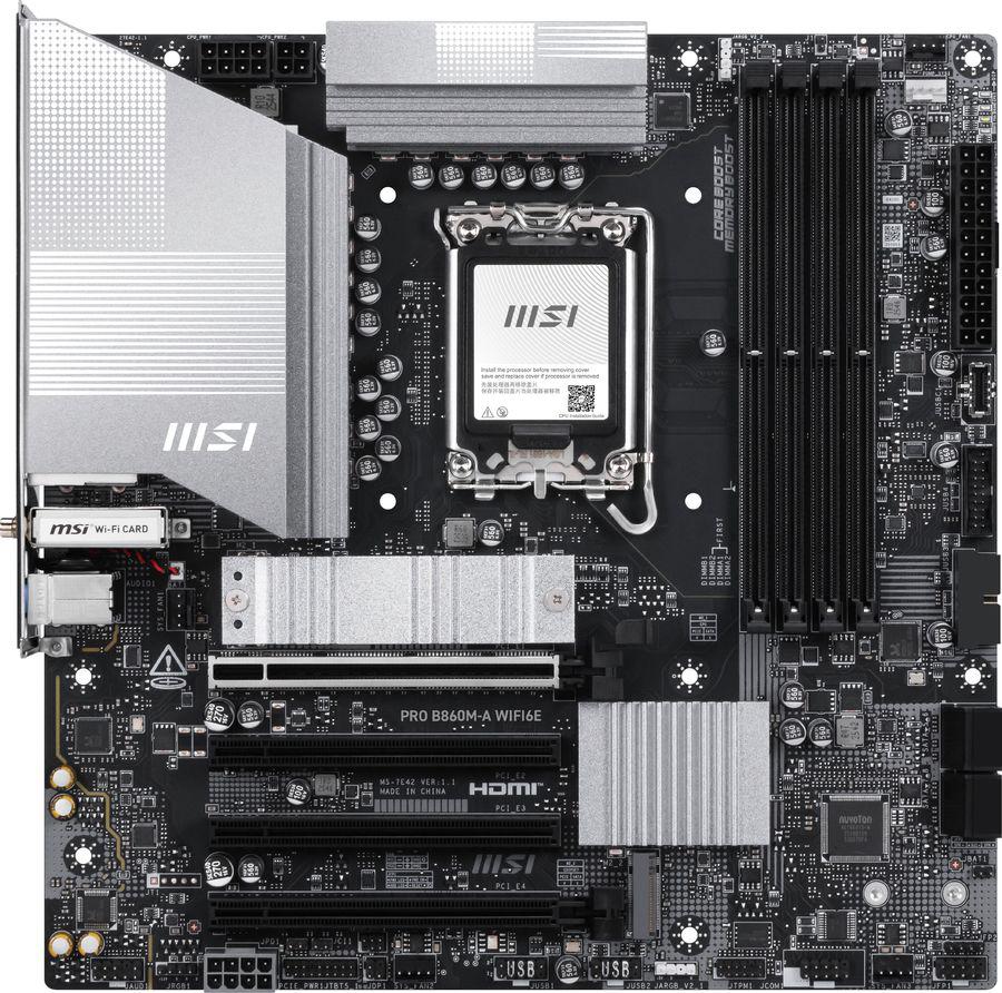Материнская плата MSI PRO B860M-A WIFI6E Soc-1851 Intel B860 mATX AC`97 8ch(7.1) 5Gigabit RAID+HDMI+DP