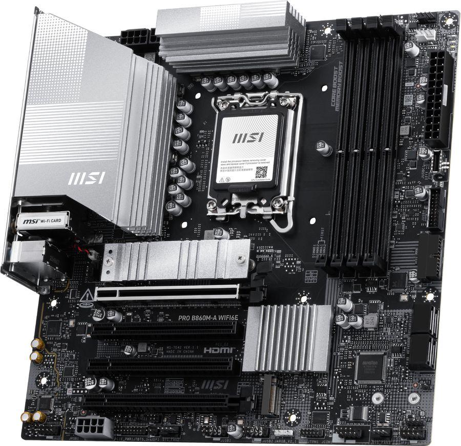 Материнская плата MSI PRO B860M-A WIFI6E Soc-1851 Intel B860 mATX AC`97 8ch(7.1) 5Gigabit RAID+HDMI+DP