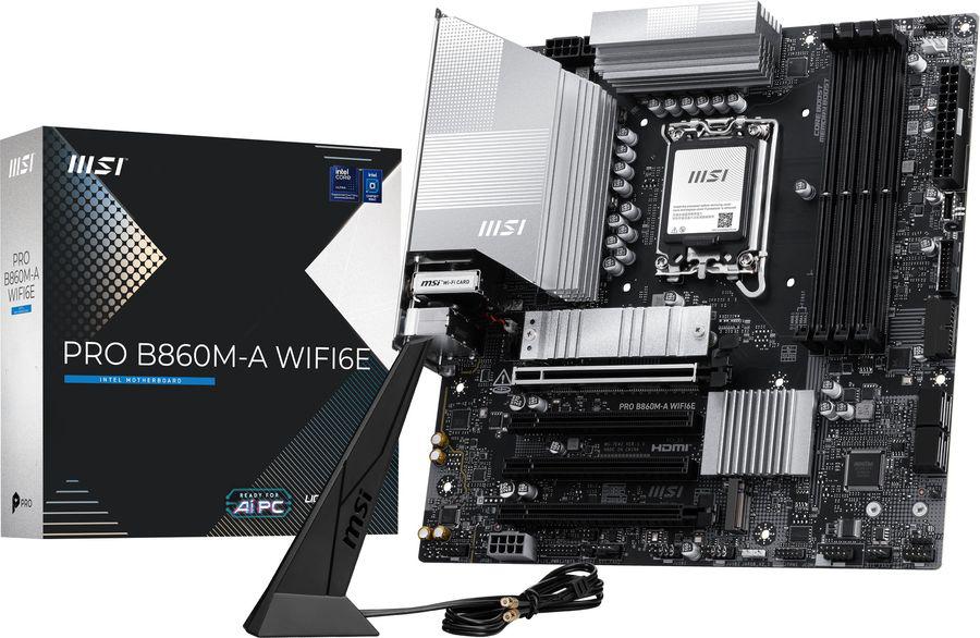 Материнская плата MSI PRO B860M-A WIFI6E Soc-1851 Intel B860 mATX AC`97 8ch(7.1) 5Gigabit RAID+HDMI+DP