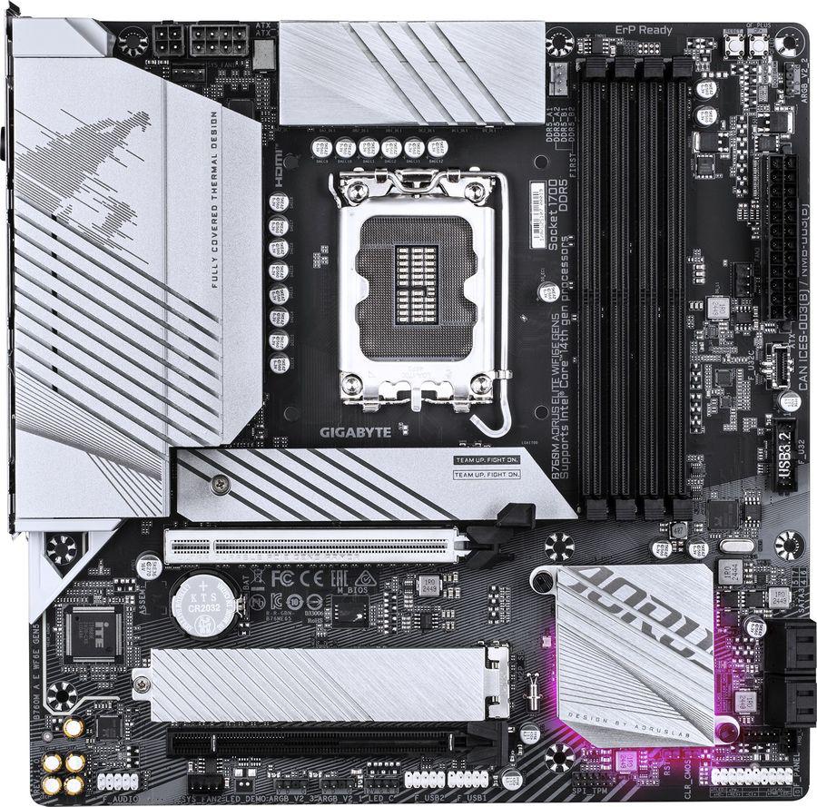 Материнская плата Gigabyte B760M AORUS ELITE WIFI6E GEN5 Soc-1700 Intel B760 4xDDR5 mATX AC`97 8ch(7.1) 2.5Gg RAID+HDMI+DP