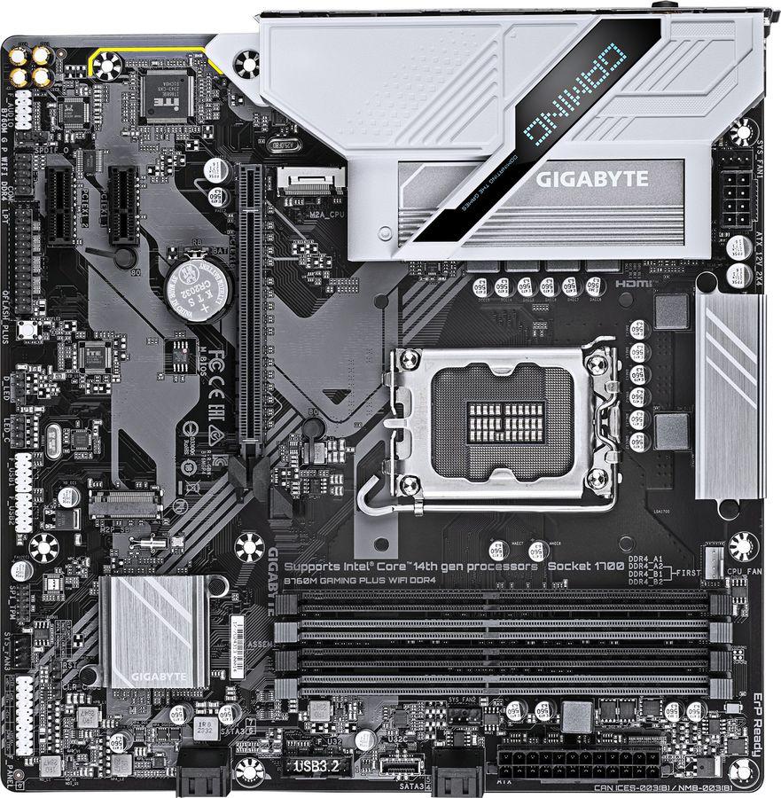 Материнская плата Gigabyte B760M GAMING PLUS WIFI DDR4 Soc-1700 Intel B760 4xDDR4 mATX AC`97 8ch(7.1) GbLAN RAID+HDMI+DP