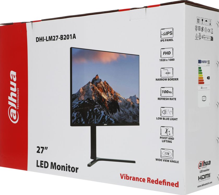 Монитор Dahua 27" DHI-LM27-B201AYS черный IPS LED 5ms 16:9 HDMI M/M матовая 1000:1 250cd 178гр/178гр 1920x1080 100Hz VGA FHD 3.84кг