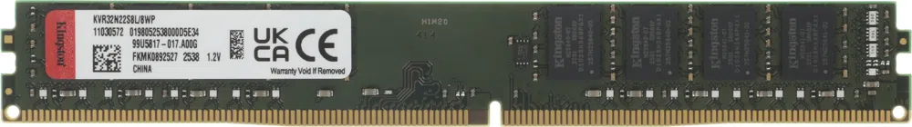 Память DDR4 8GB 3200MHz Kingston KVR32N22S8L/8WP Valueram RTL PC4-25600 CL22 DIMM UDIMM 288-pin 1.2В single rank Ret