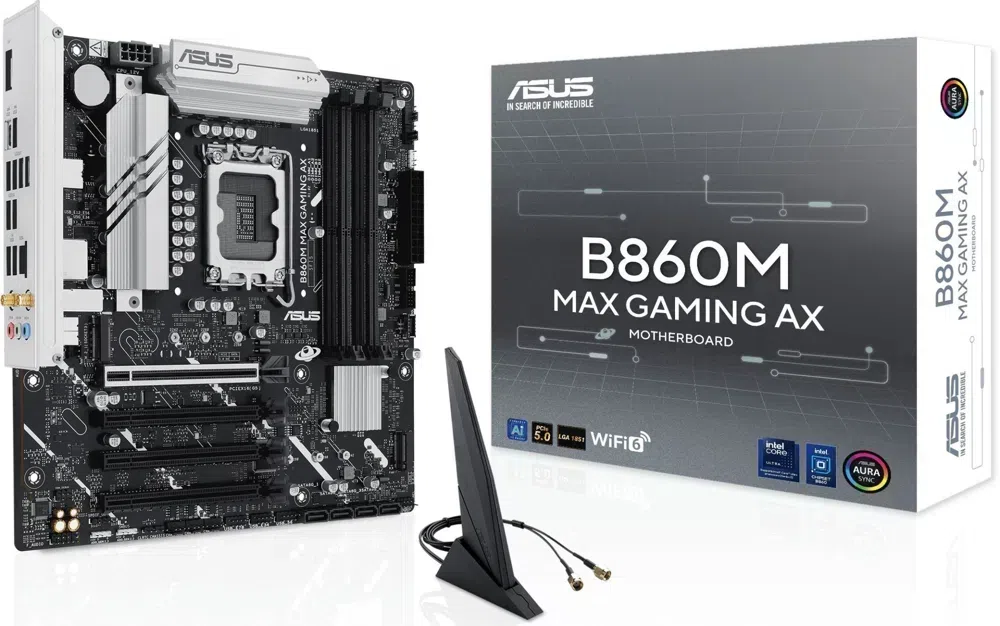 Материнская плата Asus B860M MAX GAMING AX Soc-1851 Intel B860 4xDDR5 mATX AC`97 8ch(7.1) 2.5Gg RAID+DP
