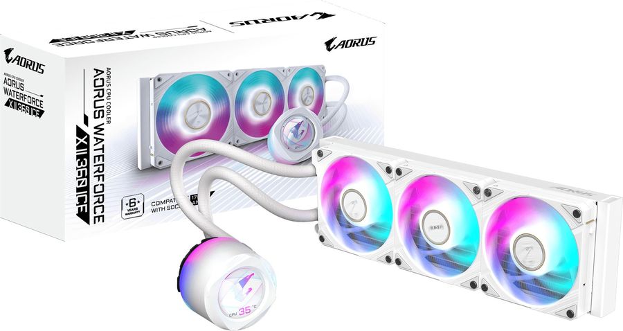 Система водяного охлаждения Gigabyte Aorus Waterforce X II 360I ARGB Soc-TR4/sTR5/AM5/AM4/1200/1700/1851 белый 4-pin 12-37.5dB Al LCD Ret (GP-AORUS WATERFORCE X II 360I)