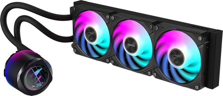 Система водяного охлаждения Gigabyte Aorus Waterforce X II 360 ARGB Soc-TR4/sTR5/AM5/AM4/1200/1700/1851 черный 4-pin 12-37.5dB Al LCD Ret (GP-AORUS WATERFORCE X II 360)
