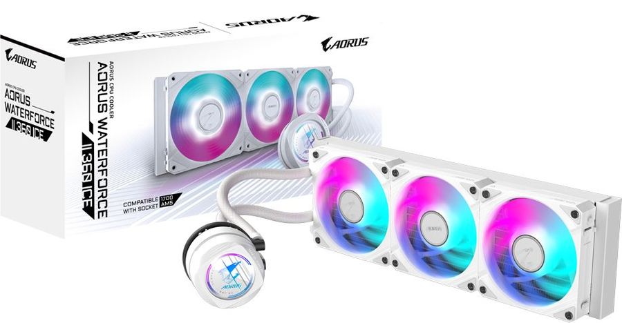 Система водяного охлаждения Gigabyte Aorus Waterforce II 360I ARGB Soc-AM5/AM4/1200/1700/1851 белый 4-pin 12.8-36.9dB Al Ret (GP-AORUS WATERFORCE II 360I)
