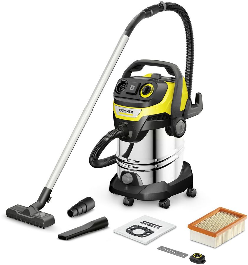 Строительный пылесос Karcher WD 7 Control P S 30/6/35/T 1400Вт (уборка: сухая/сбор воды/выдув) желтый