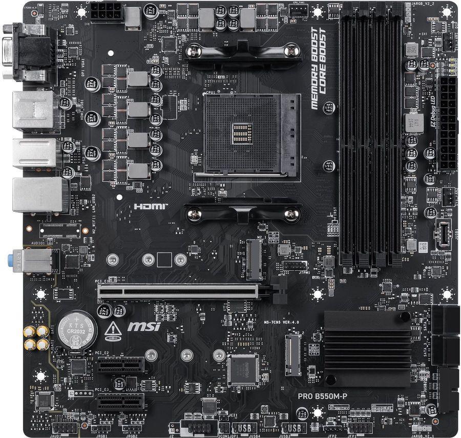 Материнская плата MSI PRO B550M-P Soc-AM4 AMD B550 4xDDR4 mATX AC`97 8ch(7.1) GbLAN RAID+VGA+HDMI+DP