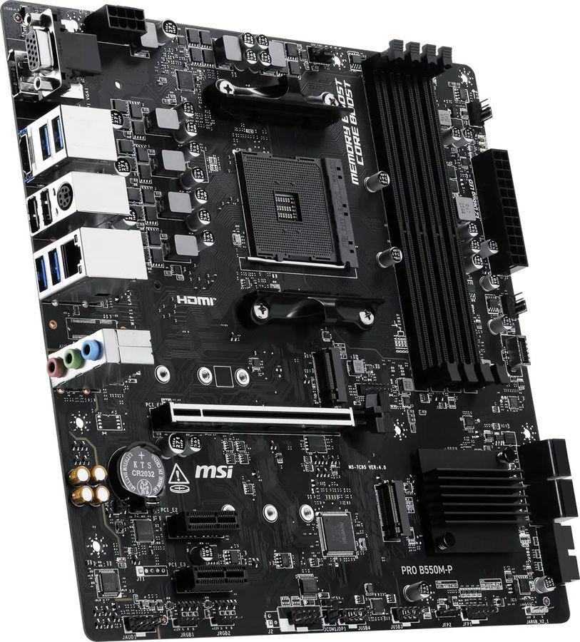Материнская плата MSI PRO B550M-P Soc-AM4 AMD B550 4xDDR4 mATX AC`97 8ch(7.1) GbLAN RAID+VGA+HDMI+DP