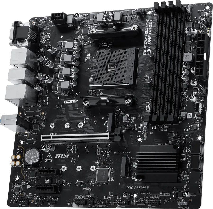 Материнская плата MSI PRO B550M-P Soc-AM4 AMD B550 4xDDR4 mATX AC`97 8ch(7.1) GbLAN RAID+VGA+HDMI+DP