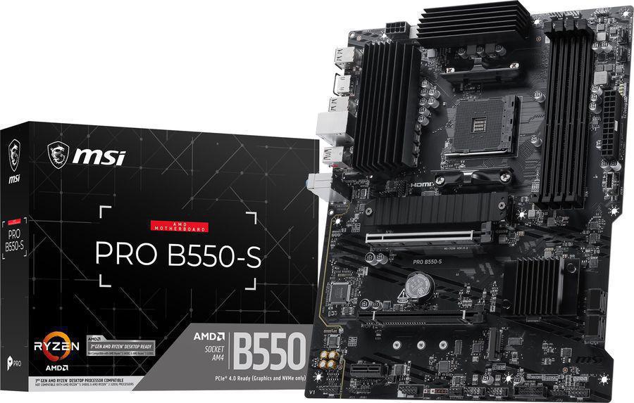 Материнская плата MSI PRO B550-S Soc-AM4 AMD B550 4xDDR4 ATX AC`97 8ch(7.1) GbLAN RAID+HDMI