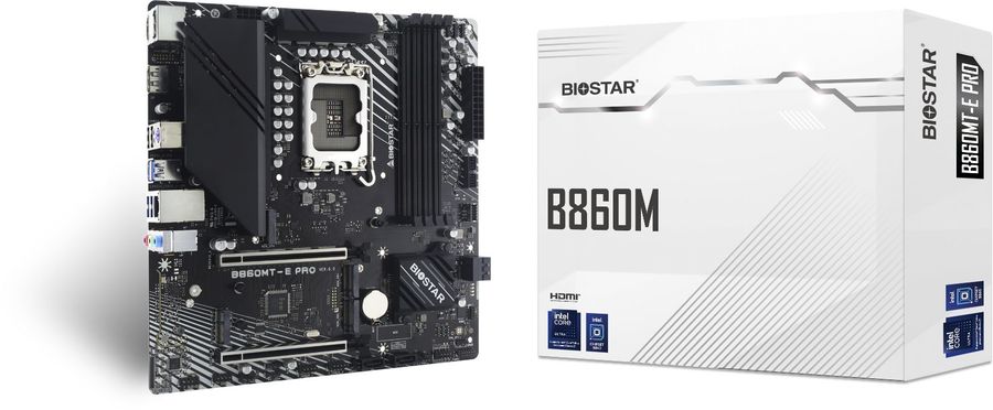 Материнская плата Biostar B860MT-E PRO Soc-1851 Intel B860 4xDDR5 mATX AC`97 8ch(7.1) 2.5Gg RAID+HDMI+DP