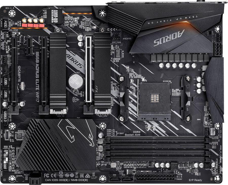 Материнская плата Gigabyte B550 AORUS ELITE WIFI7 Soc-AM4 AMD B550 4xDDR4 ATX AC`97 8ch(7.1) 2.5Gg RAID+HDMI+DP