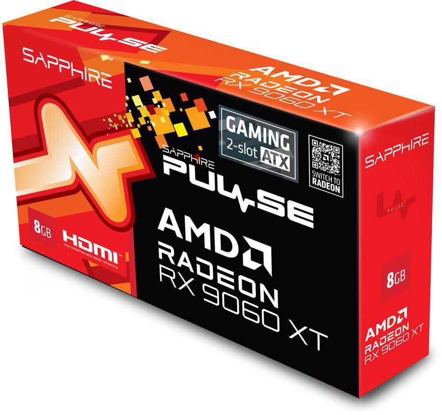 Видеокарта Sapphire PCI-E 5.0 11350-05-20G PULSE AMD RADEON RX 9060 XT GAMING 8GB DUAL HDMI DP LITE AMD Radeon RX 9060XT 8Gb 128bit GDDR6 2530/20000 HDMIx2 DPx1 HDCP Ret