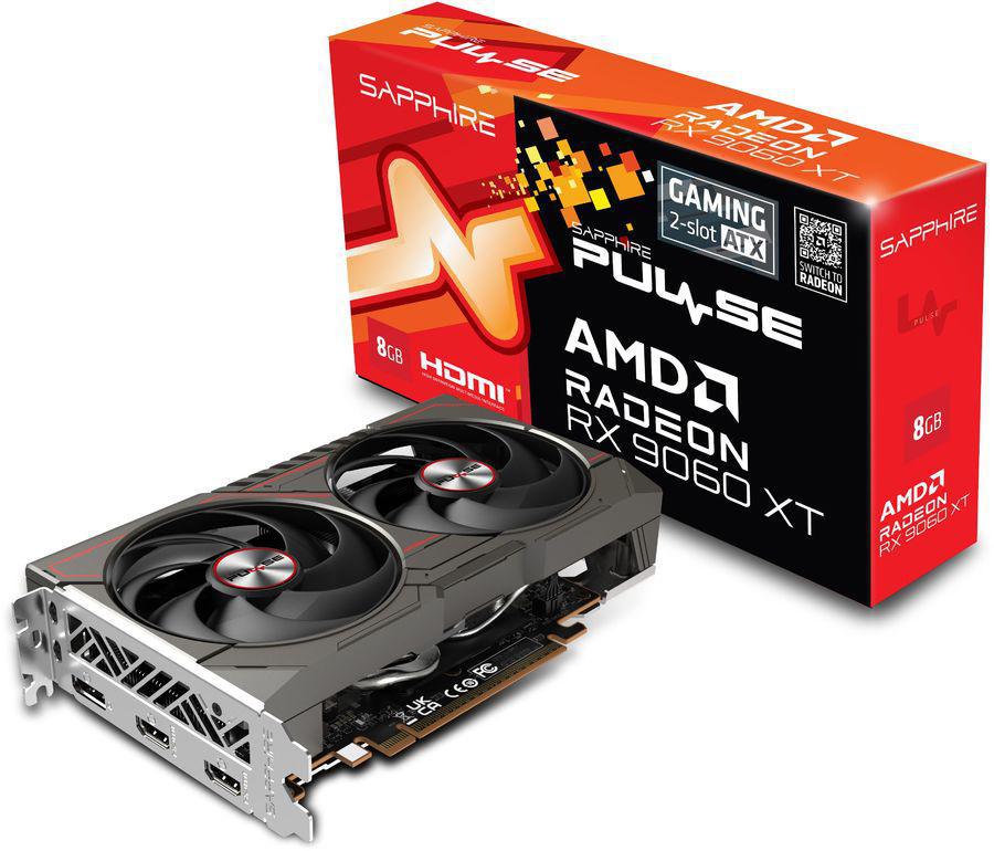 Видеокарта Sapphire PCI-E 5.0 11350-05-20G PULSE AMD RADEON RX 9060 XT GAMING 8GB DUAL HDMI DP LITE AMD Radeon RX 9060XT 8Gb 128bit GDDR6 2530/20000 HDMIx2 DPx1 HDCP Ret