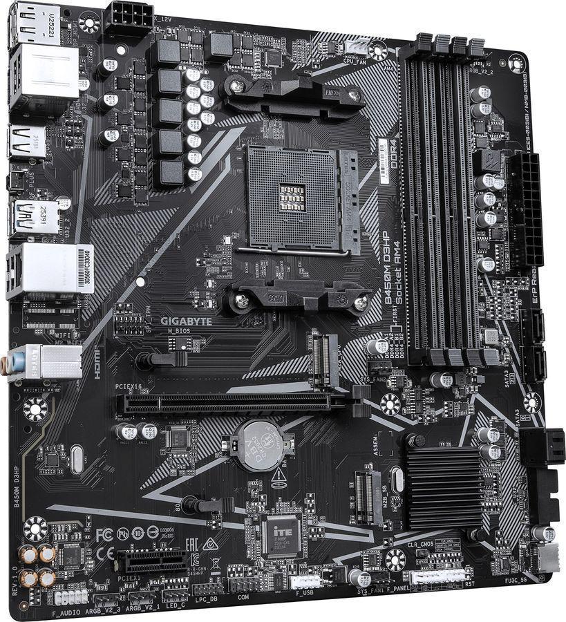 Материнская плата Gigabyte B450M D3HP Soc-AM4 AMD B450 4xDDR4 mATX AC`97 8ch(7.1) GbLAN RAID+HDMI+DP