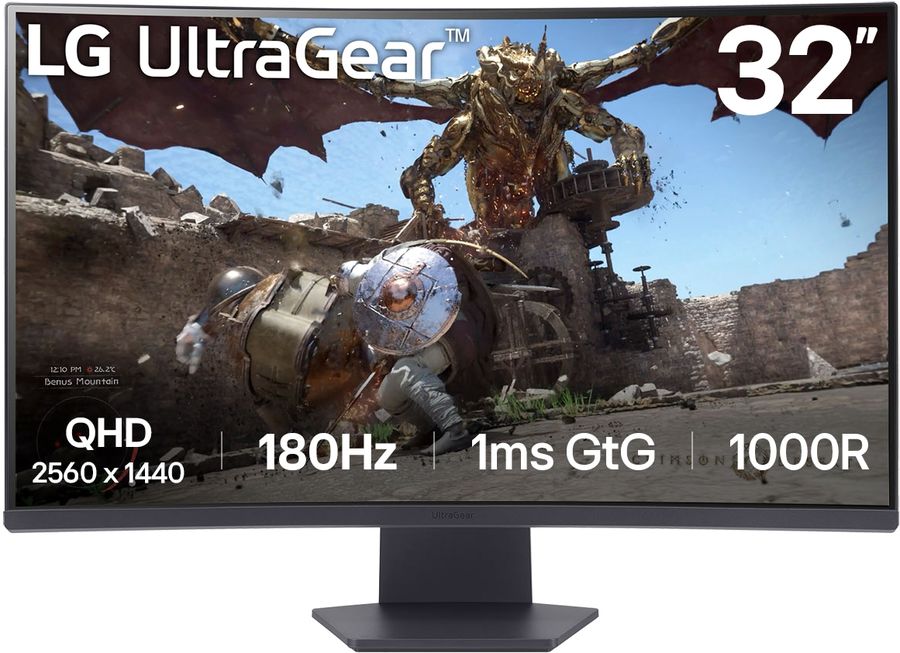 Монитор LG 31.5" UltraGear 32GS60QC-B черный VA LED 16:9 HDMI матовая 3000:1 300cd 178гр/178гр 2560x1440 180Hz FreeSync DP WQ HD 2K (1440p) 7.2кг