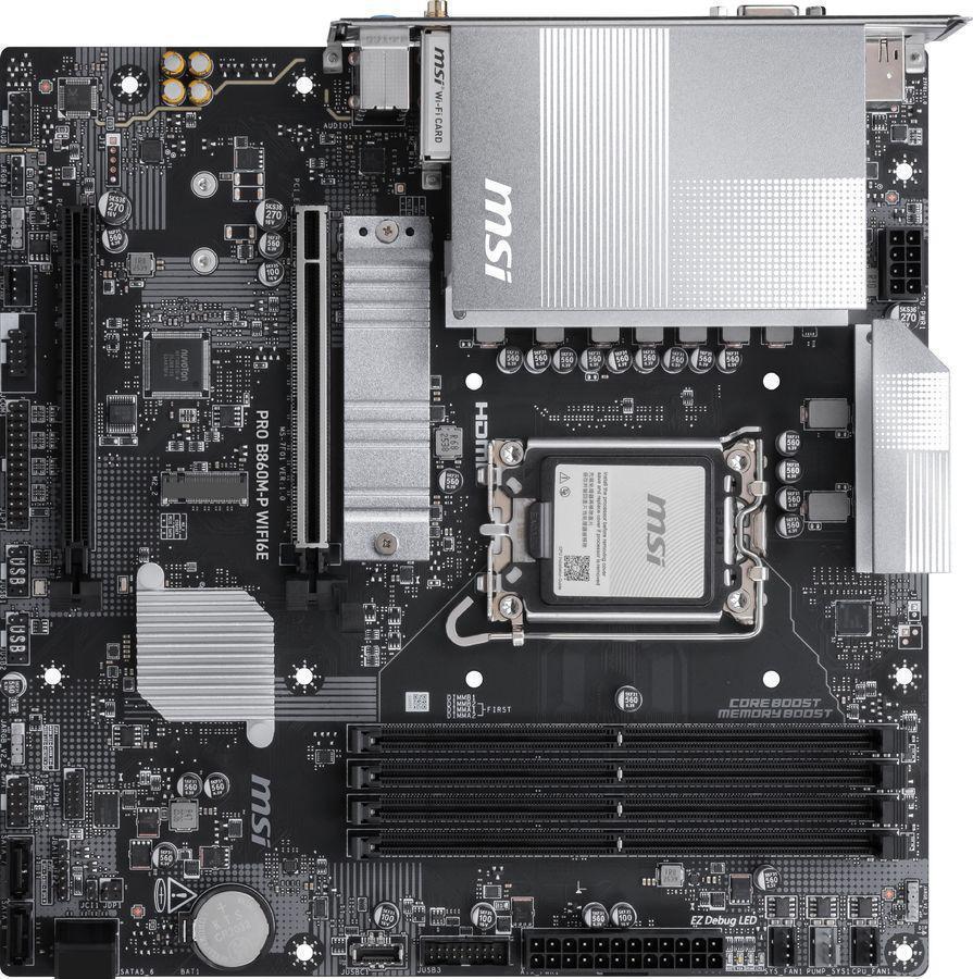 Материнская плата MSI PRO B860M-P WIFI6E Soc-1851 Intel B860 4xDDR5 mATX AC`97 8ch(7.1) 2.5Gg RAID+VGA+HDMI+DP