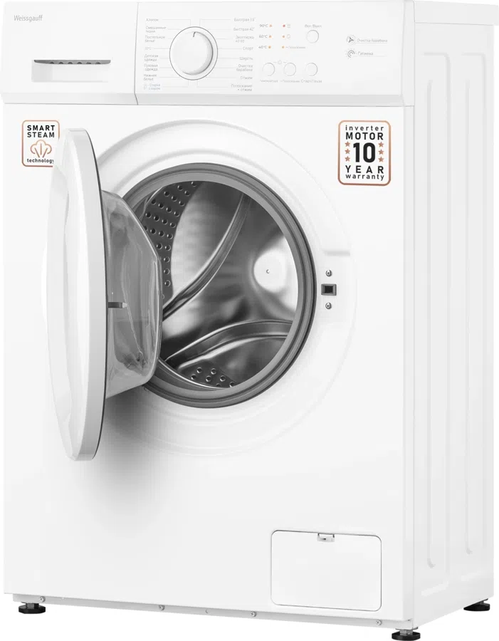 Стиральная машина Weissgauff WM 4506 Inverter Steam класс: A+++ загр.фронтальная макс.:6кг белый инвертор