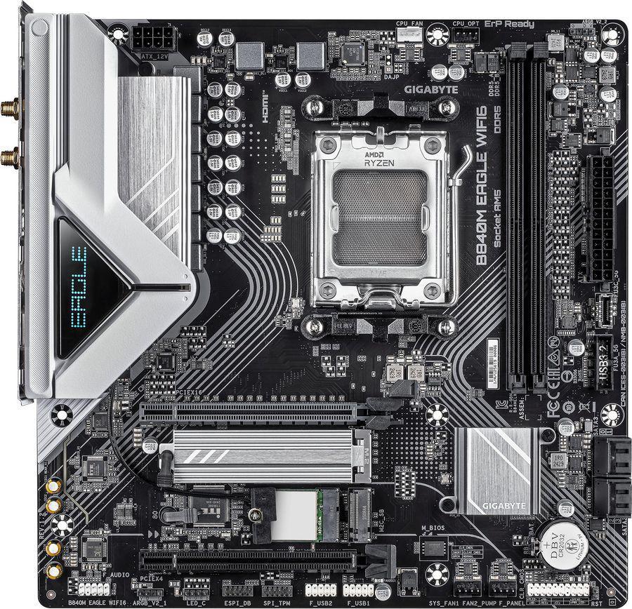 Материнская плата Gigabyte B840M EAGLE WIFI6 Socket AM5 AMD B840 2xDDR5 mATX AC`97 8ch(7.1) 2.5Gg RAID+HDMI+DP
