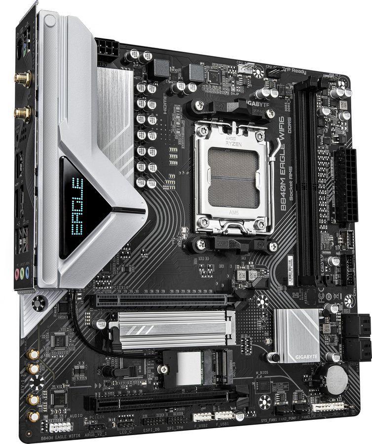 Материнская плата Gigabyte B840M EAGLE WIFI6 Socket AM5 AMD B840 2xDDR5 mATX AC`97 8ch(7.1) 2.5Gg RAID+HDMI+DP