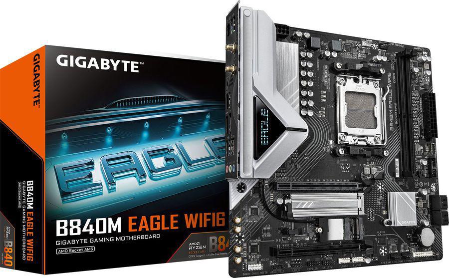 Материнская плата Gigabyte B840M EAGLE WIFI6 Socket AM5 AMD B840 2xDDR5 mATX AC`97 8ch(7.1) 2.5Gg RAID+HDMI+DP