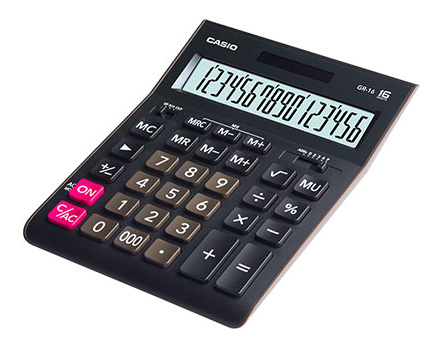 Калькулятор настольный Casio GR-16-W-EP черный 16-разр.