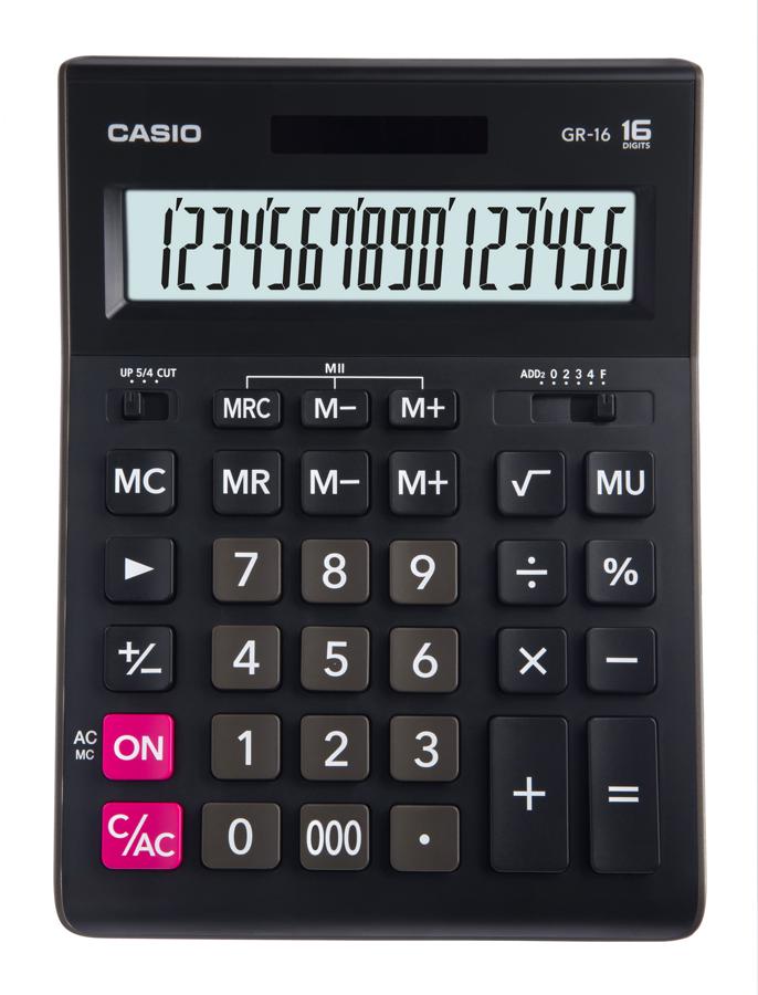 Калькулятор настольный Casio GR-16-W-EP черный 16-разр.