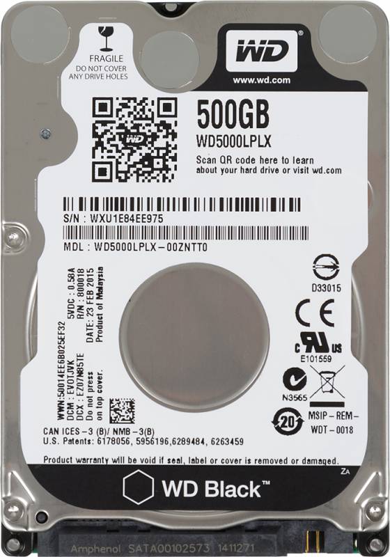 Жесткий диск WD Original SATA-III 500Gb WD5000LPLX Notebook Black (7200rpm) 32Mb 2.5"