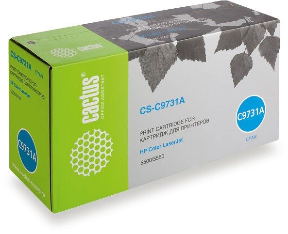 Картридж лазерный Cactus CS-C9731AR C9731A голубой (13000стр.) для HP CLJ 5500/5550