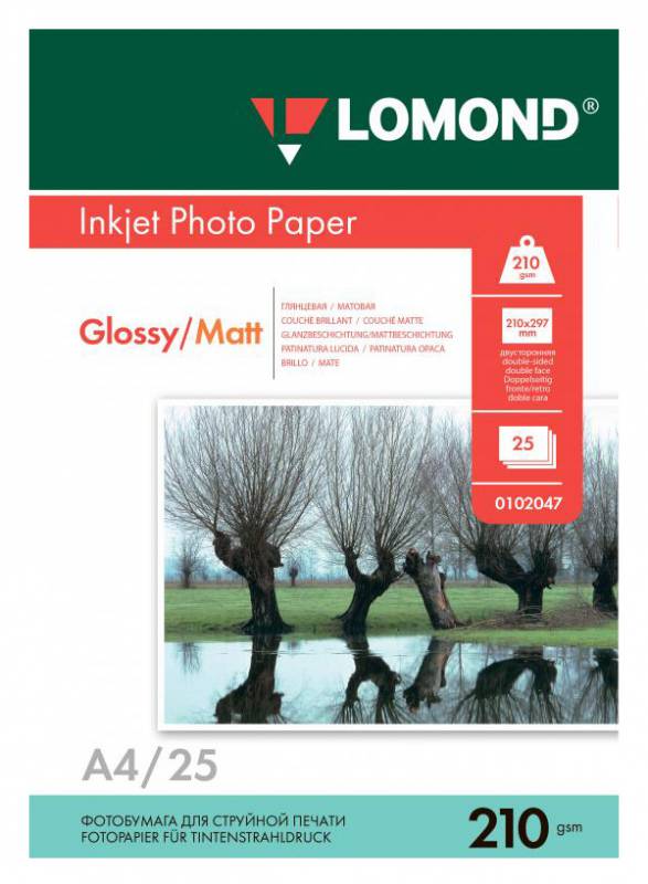 Фотобумага Lomond 0102047 A4/210г/м2/25л./белый глянцевое/матовое для струйной печати